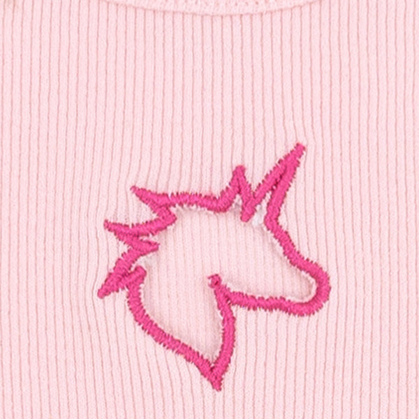 זוג חליפות גופיה בד ריב לבבות וחד קרן בנות