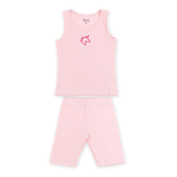 זוג חליפות גופיה בד ריב לבבות וחד קרן בנות