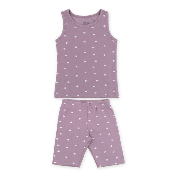 זוג חליפות גופיה בד ריב לבבות וחד קרן בנות