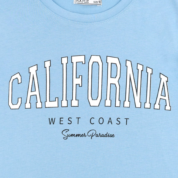 חולצה תכלת מודפסת California West Coast בנות