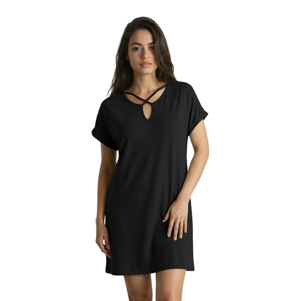 שמלת ויסקוזה עם צווארון וי נשים