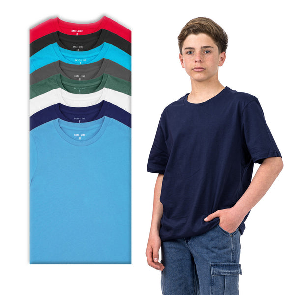 מארז 8 חולצות חלקות צווארון עגול בנים