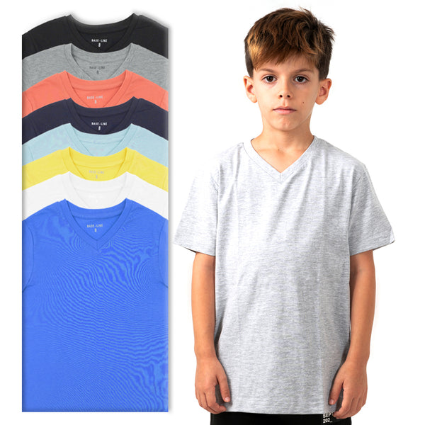 מארז 8 חולצות חלקות צווארון וי בנים