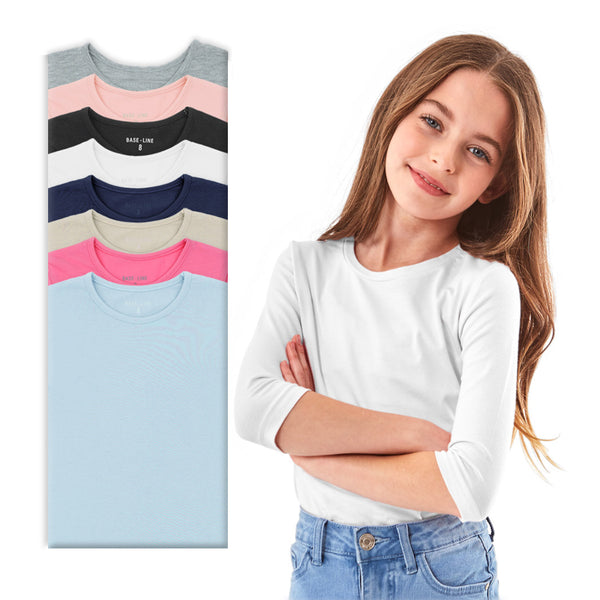 מארז 8 חולצות צווארון ניקי שרוול 3/4 בנות