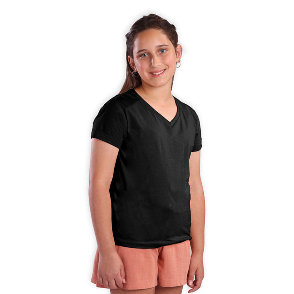 מארז 8 חולצות כותנה קצרות צווארון וי בנות