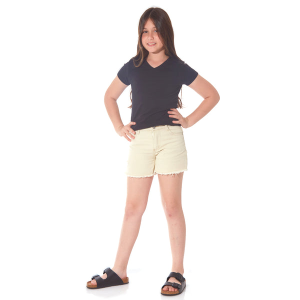 מארז 8 חולצות כותנה קצרות צווארון וי בנות