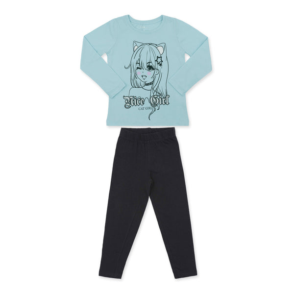 מארז 3 חליפות מעבר טייץ תכלת-אפרסק-פרחונית בנות