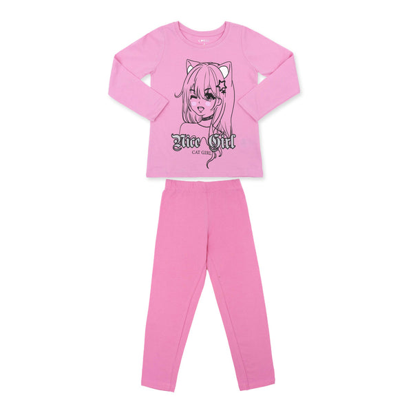 מארז 3 חליפות מעבר טייץ מודפסות ורוד-שחור-בז' בנות