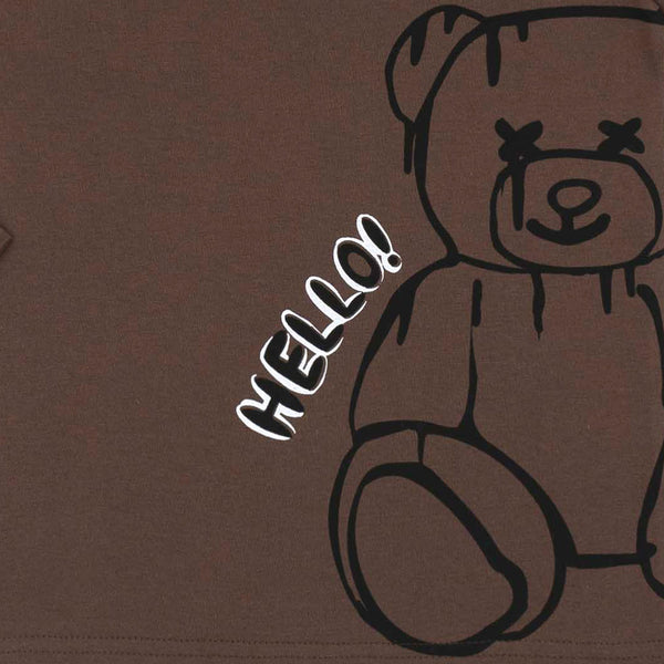 זוג חולצות מעבר מודפסות חום-אפור בנים