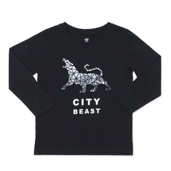 זוג חולצות עם הדפס מובלט שחור-חום בנים