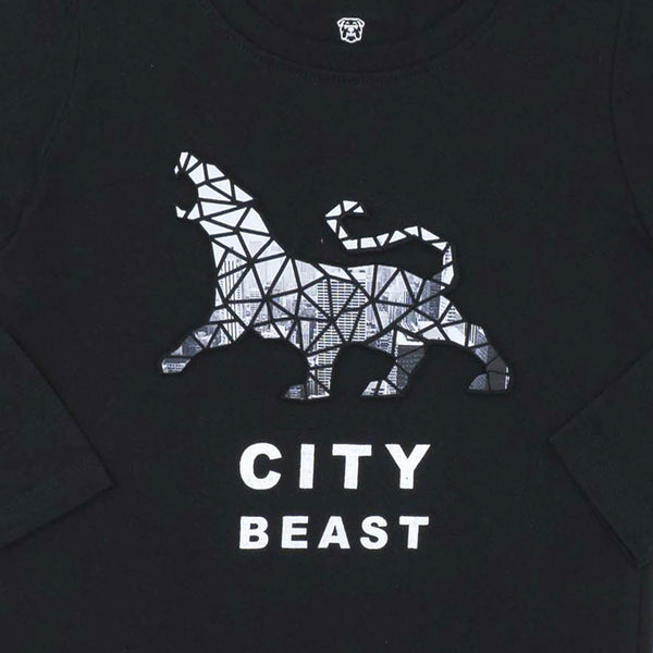 זוג חולצות עם הדפס מובלט שחור-חום בנים