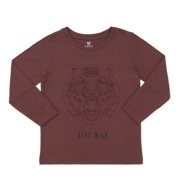 זוג חולצות עם הדפס מובלט שחור-חום בנים