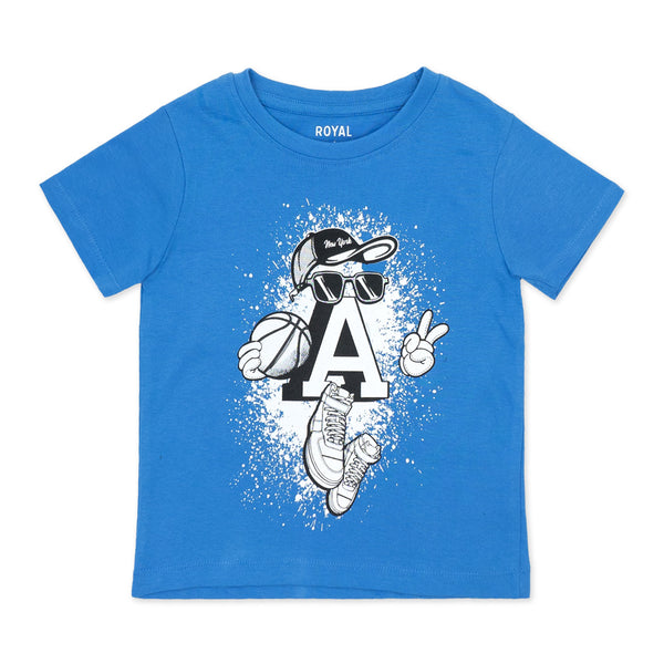 מארז 3 חולצות מודפסות שחור-כחול-לבן בנים