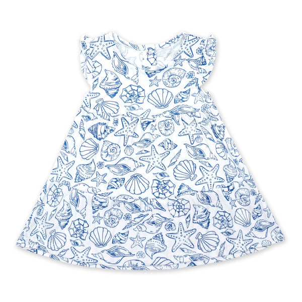 זוג שמלות קומות מודפסות לבן ופודרה תינוקות בנות