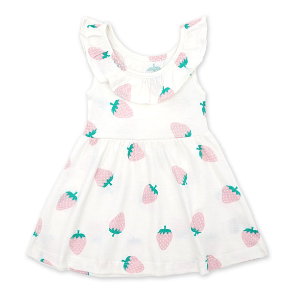 זוג שמלות וולאן ורודה ותותים תינוקות בנות