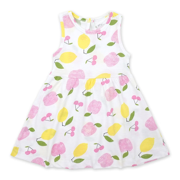 זוג שמלות גופיה ורודה ולבנה מודפסת תינוקות בנות