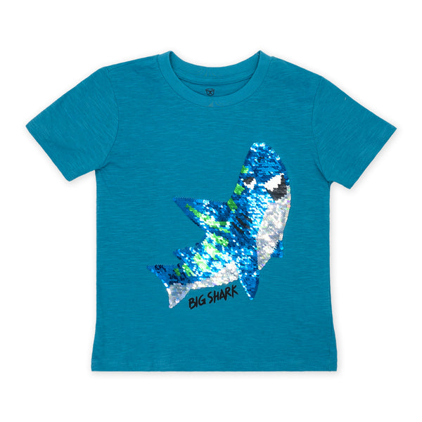 זוג חולצות עם אפליקציות כריש ודולפין בנים