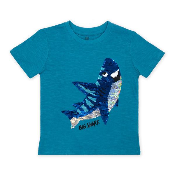 זוג חולצות עם אפליקציות כריש ודולפין בנים