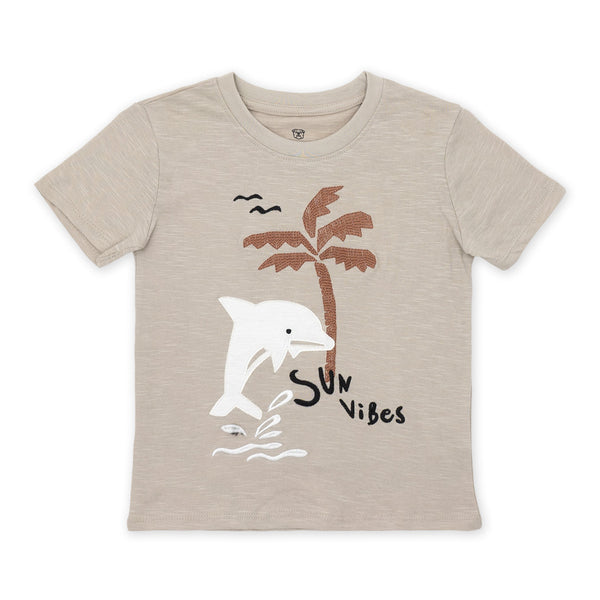 זוג חולצות עם אפליקציות כריש ודולפין בנים