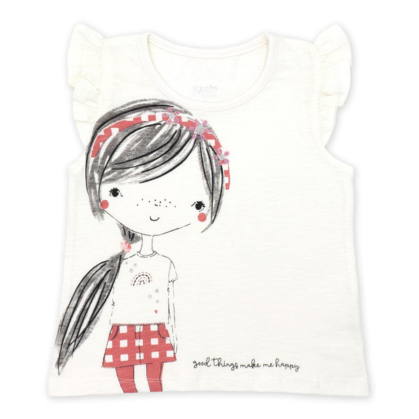 זוג חולצות עם הדפס ופאייטים בנות