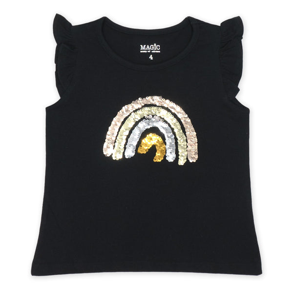 זוג חולצות עם אפליקציות קשתות פאייטים בנות