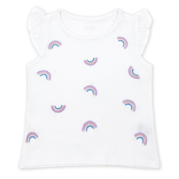 זוג חולצות עם אפליקציות קשתות פאייטים בנות