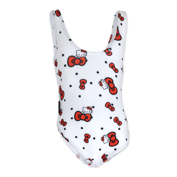 בגד ים לבן הדפס אולאובר Hello Kitty בנות