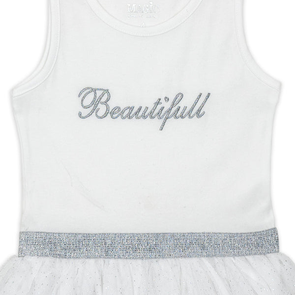 שמלת ריב עם חצאית טול ורקמה כסופה בנות