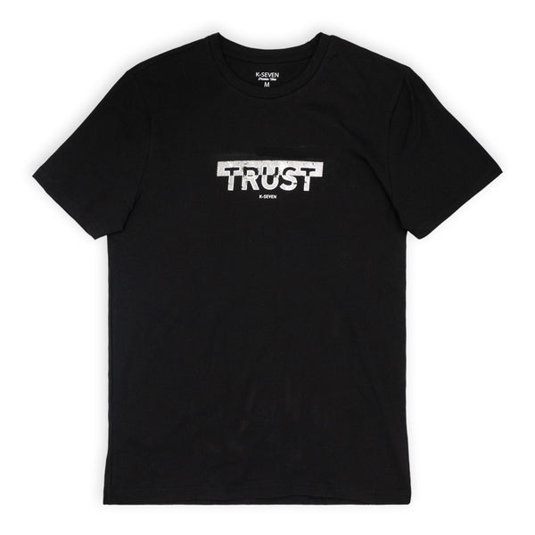 חולצת לייקרה עם הדפס Trust כסוף מובלט