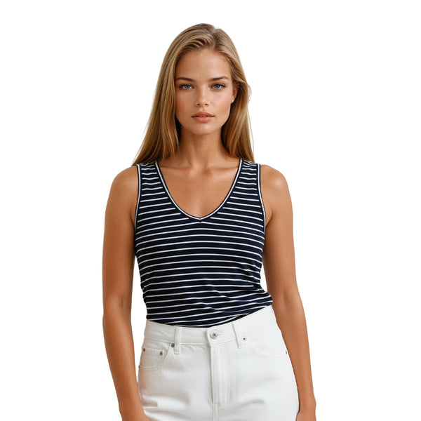 גופיית פסים צווארון וי