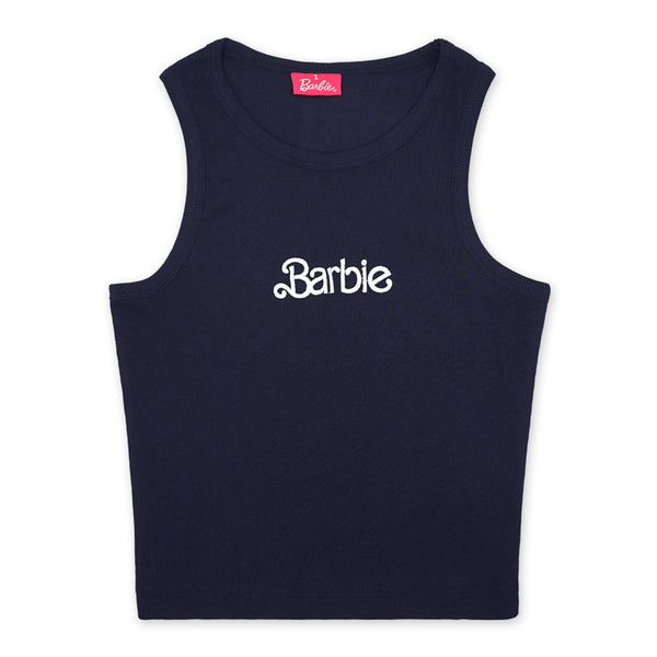 גופיית ריב כחולה רקומה לוגו Barbie נשים