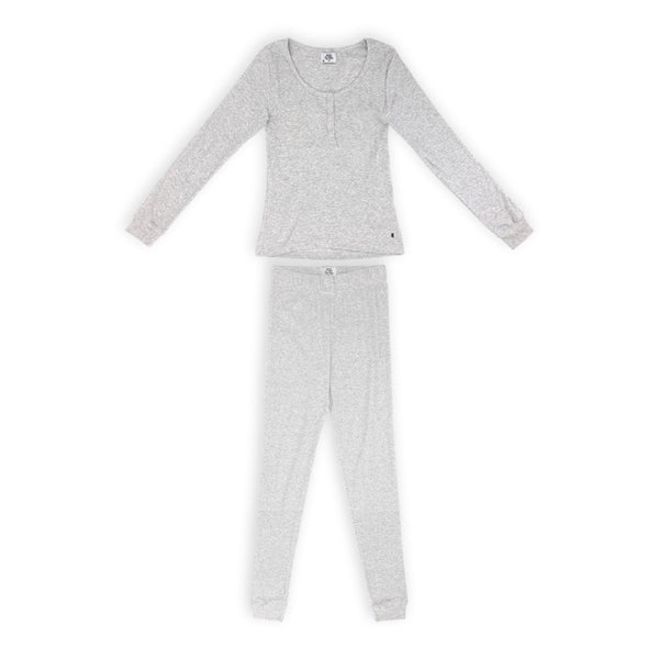 פיג'מה ריב עם חולצת כפתורים