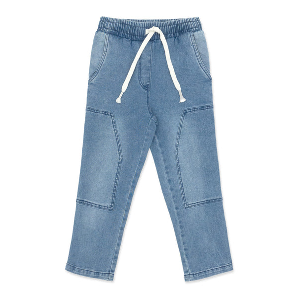 מכנסי ג'ינס חגורת גומי ושרוך