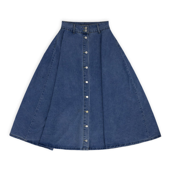 חצאית ג'ינס מקסי עם כפתורים