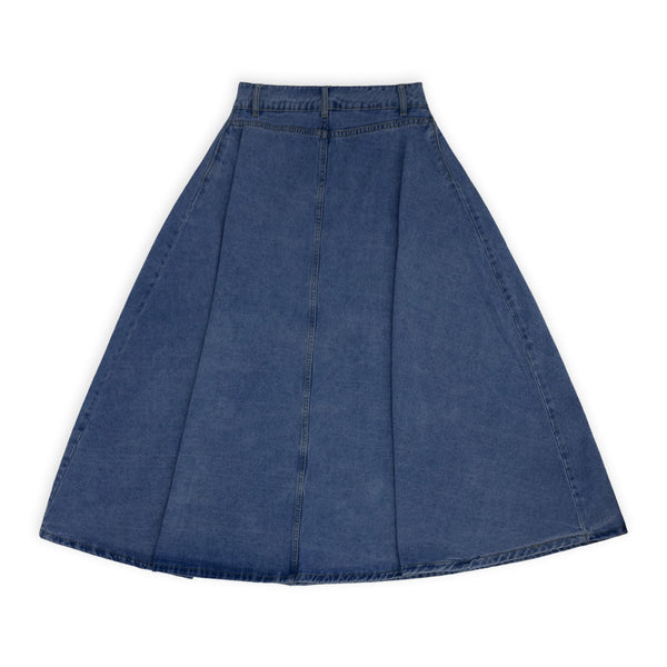 חצאית ג'ינס מקסי עם כפתורים