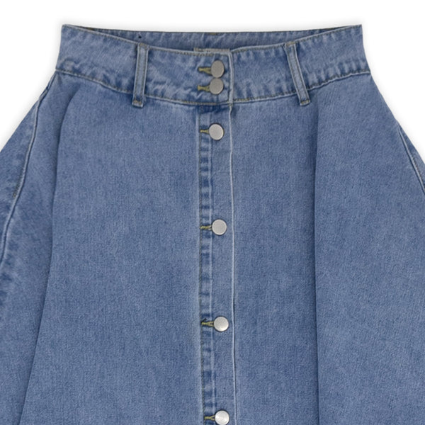 חצאית ג'ינס מקסי עם כפתורים
