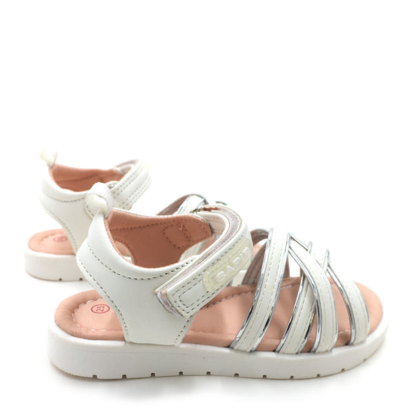 סנדלים לבנים-כסופים