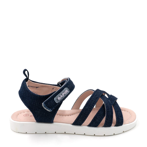 סנדלים עם רצועת ג'ינס קלועה בנות