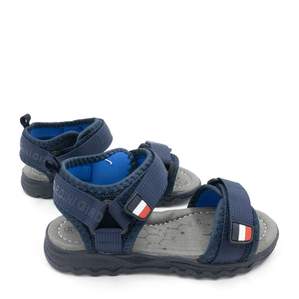 סנדלים עם רצועות בד סקוטש כחול / שחור בנים