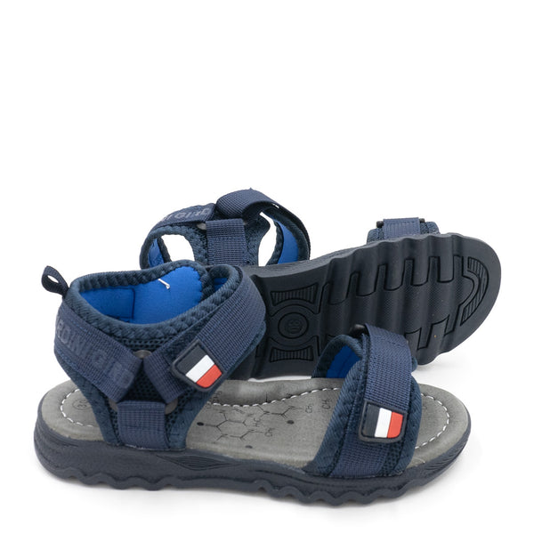 סנדלים עם רצועות בד סקוטש כחול / שחור בנים