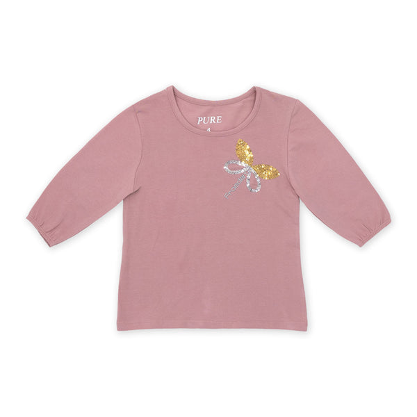 זוג חולצות עם אפליקציות ושרוול 3/4 בנות