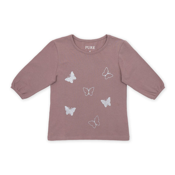 זוג חולצות עם אפליקציות ושרוול 3/4 בנות