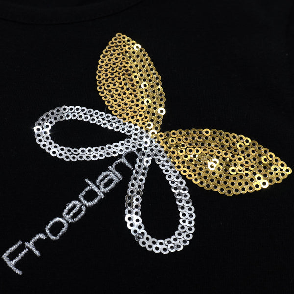 זוג חולצות עם אפליקציות ושרוול 3/4 בנות