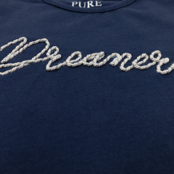 זוג חולצות עם אפליקציות ושרוול 3/4 לבן-כחול בנות