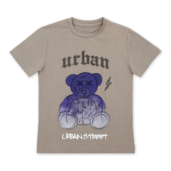 זוג חולצות לייקרה עם הדפסי אפליקציות דובים בנים