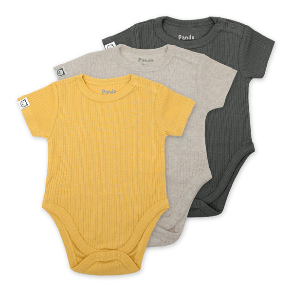 מארזי 3 בגדי גוף ריב חלקים לתינוקות