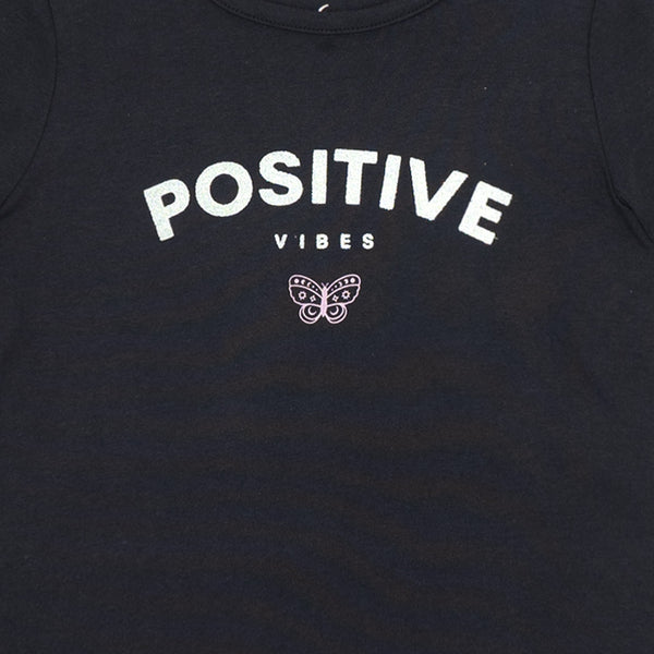 זוג חולצות מודפסות שרוול 3/4 סגול-פלדה בנות