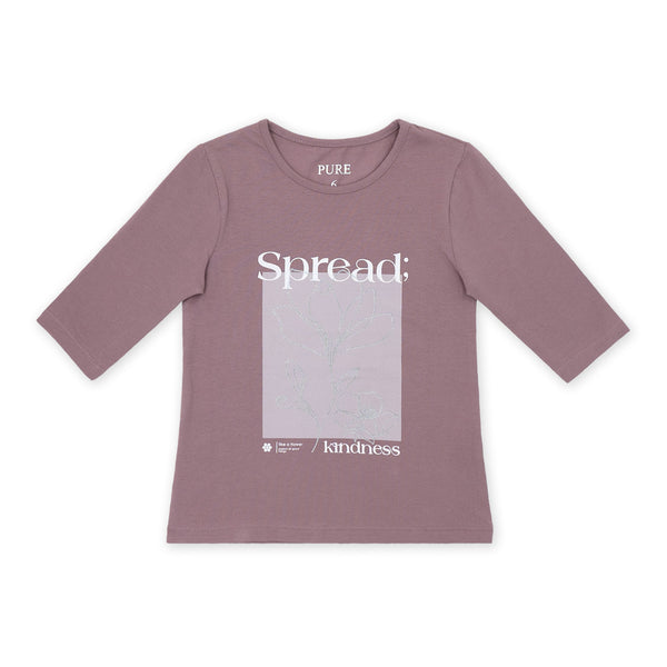 זוג חולצות מודפסות שרוול 3/4 סגול-פלדה בנות