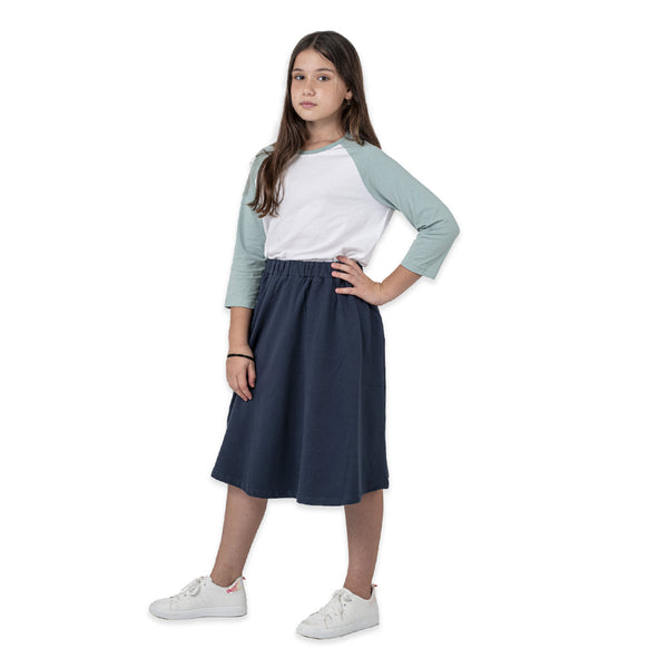 מארז 4 חצאיות ברך שחור-פלדה-כחול בנות 10-16