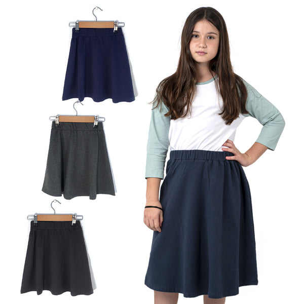 מארז 3 חצאיות ברך פרנץ' טרי שחור-כחול-מרנגו בנות